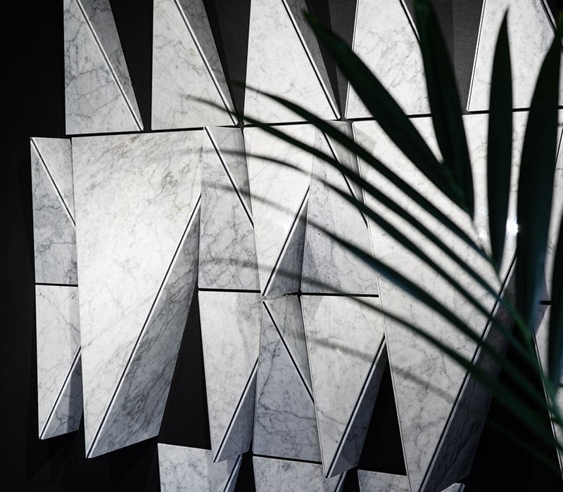 lightened marble geometric wall origami