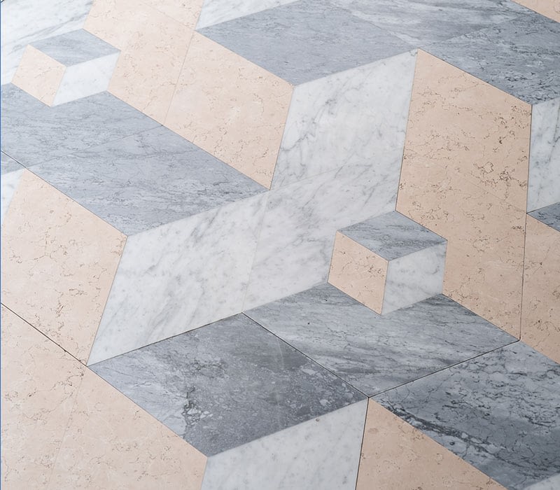 lightened marble geometric floor